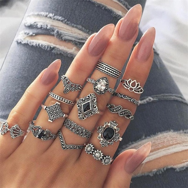 Women Wedding Anniversary Gift Silver Ring Set